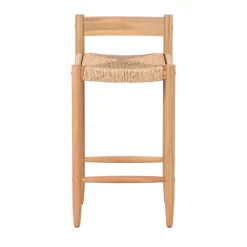 No name TANNO Lot de 2 tabourets de bar intérieur/extérieur en bois H66cm
