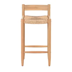 No name TANNO Lot de 2 tabourets de bar intérieur/extérieur en bois H66cm