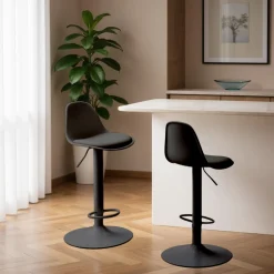 Drawer TEBAR Lot de 2 chaises de bar réglables en simili et métal H61-83cm