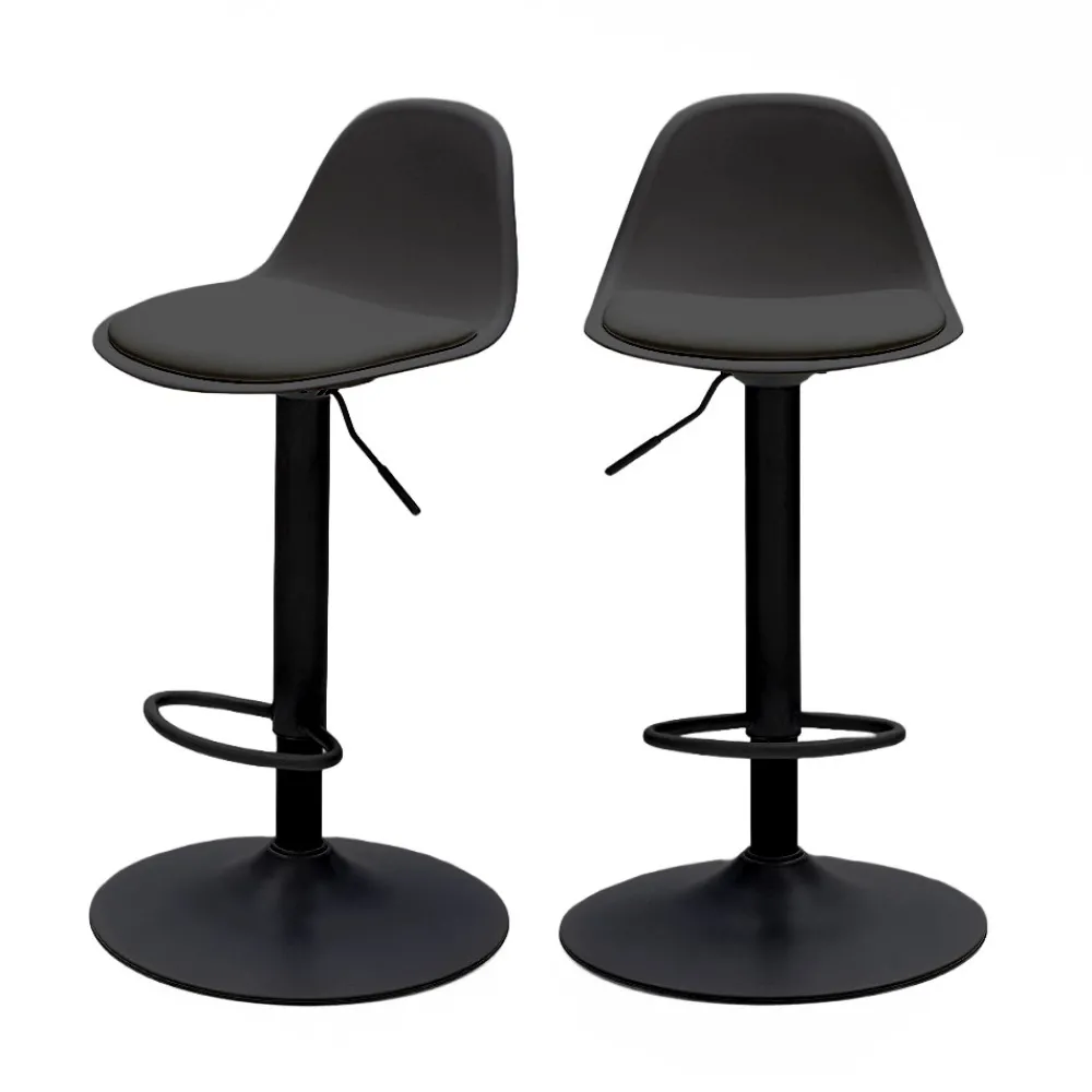 Drawer TEBAR Lot de 2 chaises de bar réglables en simili et métal H61-83cm