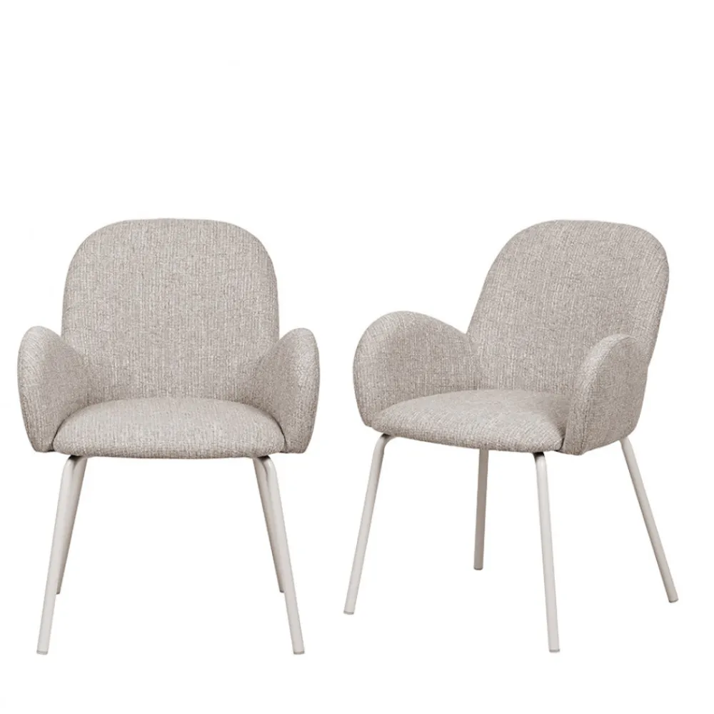 Drawer THÉODORE Lot de 2 fauteuils de table en tissu et métal
