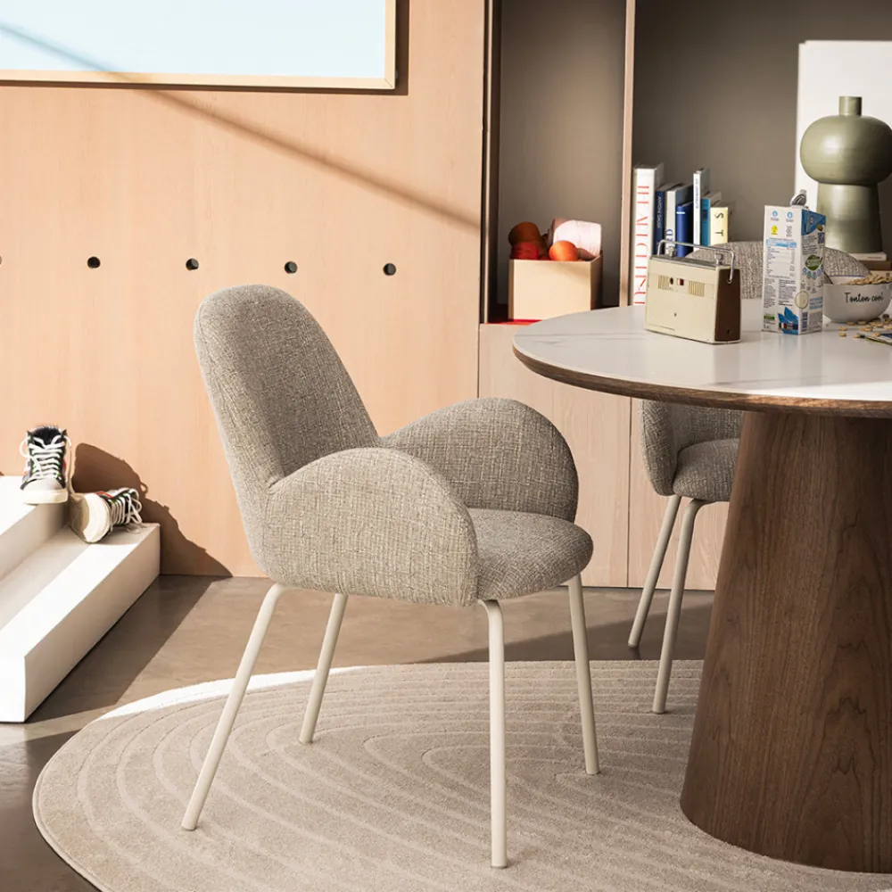 Drawer THÉODORE Lot de 2 fauteuils de table en tissu et métal