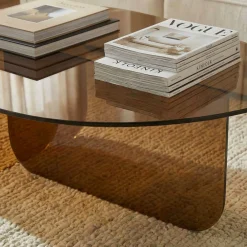 Drawer TILA Table basse organique en verre L100cm