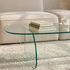 Drawer TILA Table basse organique en verre L100cm