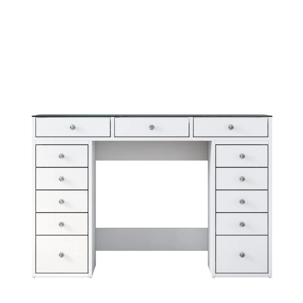 Drawer TIYA Coiffeuse 13 tiroirs avec plateau en verre L120cm