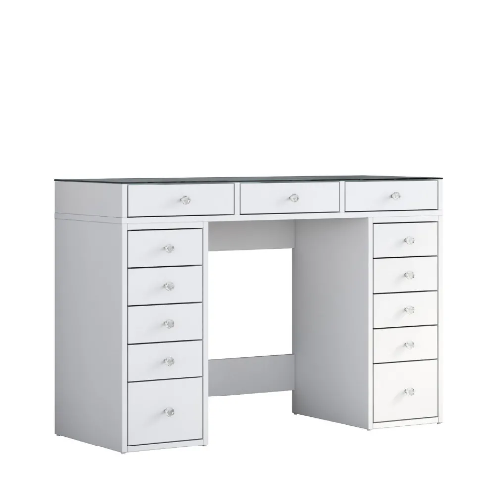 Drawer TIYA Coiffeuse 13 tiroirs avec plateau en verre L120cm