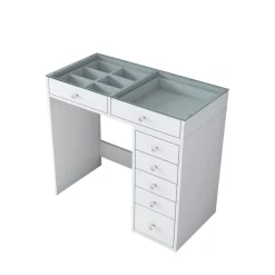 Drawer TIYA Coiffeuse 7 tiroirs avec plateau en verre L90cm