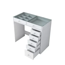 Drawer TIYA Coiffeuse 7 tiroirs avec plateau en verre L90cm