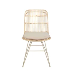 Drawer UYUNI Lot de 2 chaises design en rotin pieds beiges