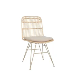 Drawer UYUNI Lot de 2 chaises design en rotin pieds beiges