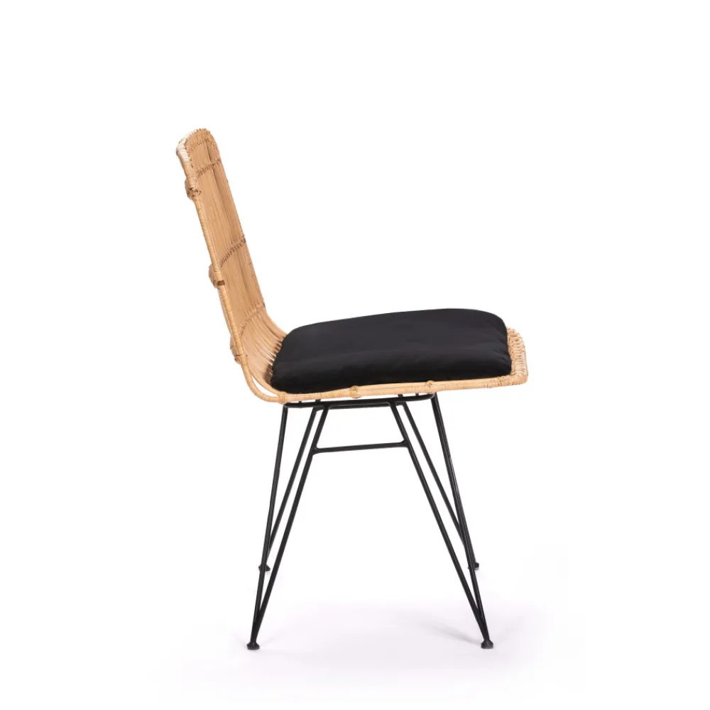 Drawer UYUNI Lot de 2 chaises design en rotin et métal