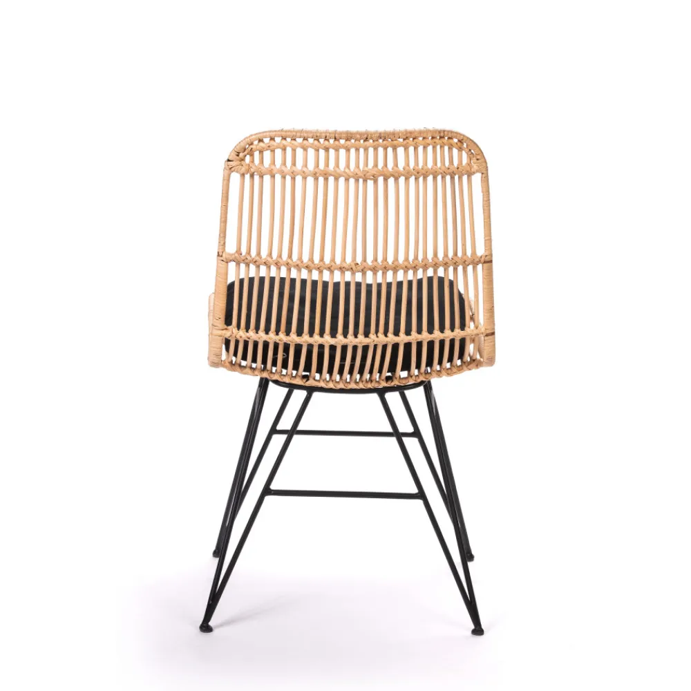 Drawer UYUNI Lot de 2 chaises design en rotin et métal