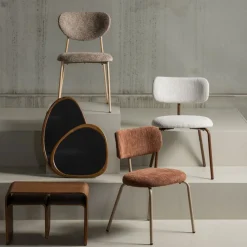 Woood VALOR Lot de 2 chaises en tissu et métal