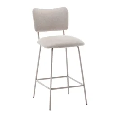 Drawer VANDER Lot de 2 chaises de bar en tissu et métal pieds beiges H65cm