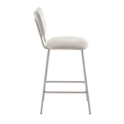 Drawer VANDER Lot de 2 chaises de bar en tissu et métal pieds beiges H65cm