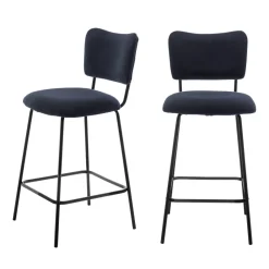 Drawer VANDER Lot de 2 chaises de bar en velours côtelé et métal H65cm