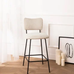 Drawer VANDER Lot de 2 chaises de bar en tissu et métal H65cm