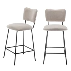 Drawer VANDER Lot de 2 chaises de bar en tissu et métal H65cm