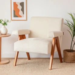 Drawer VEDA Fauteuil en tissu chenille et bois