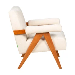 Drawer VEDA Fauteuil en tissu chenille et bois
