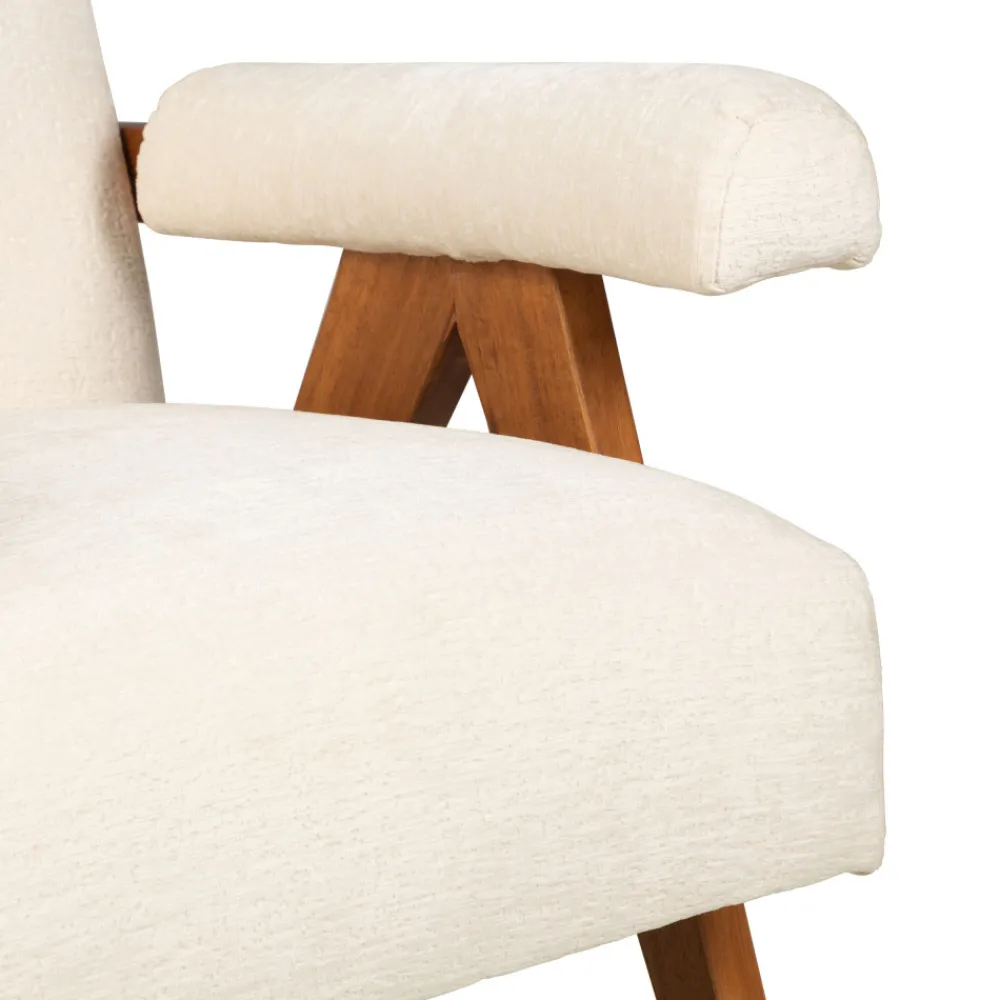 Drawer VEDA Fauteuil en tissu chenille et bois