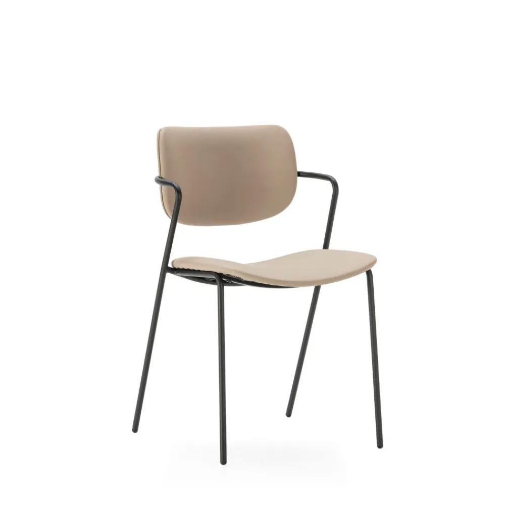 No name VELURA Lot de 2 chaises en simili cuir et métal