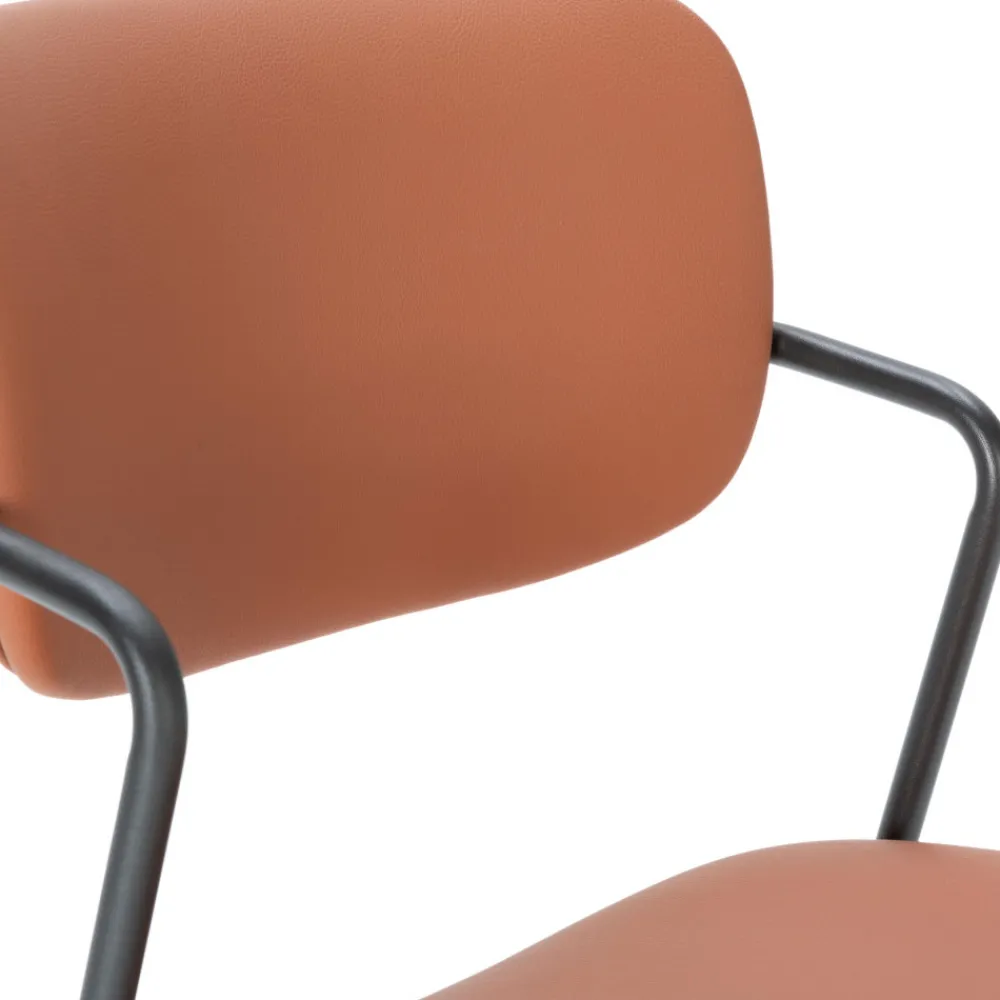 No name VELURA Lot de 2 chaises en simili cuir et métal