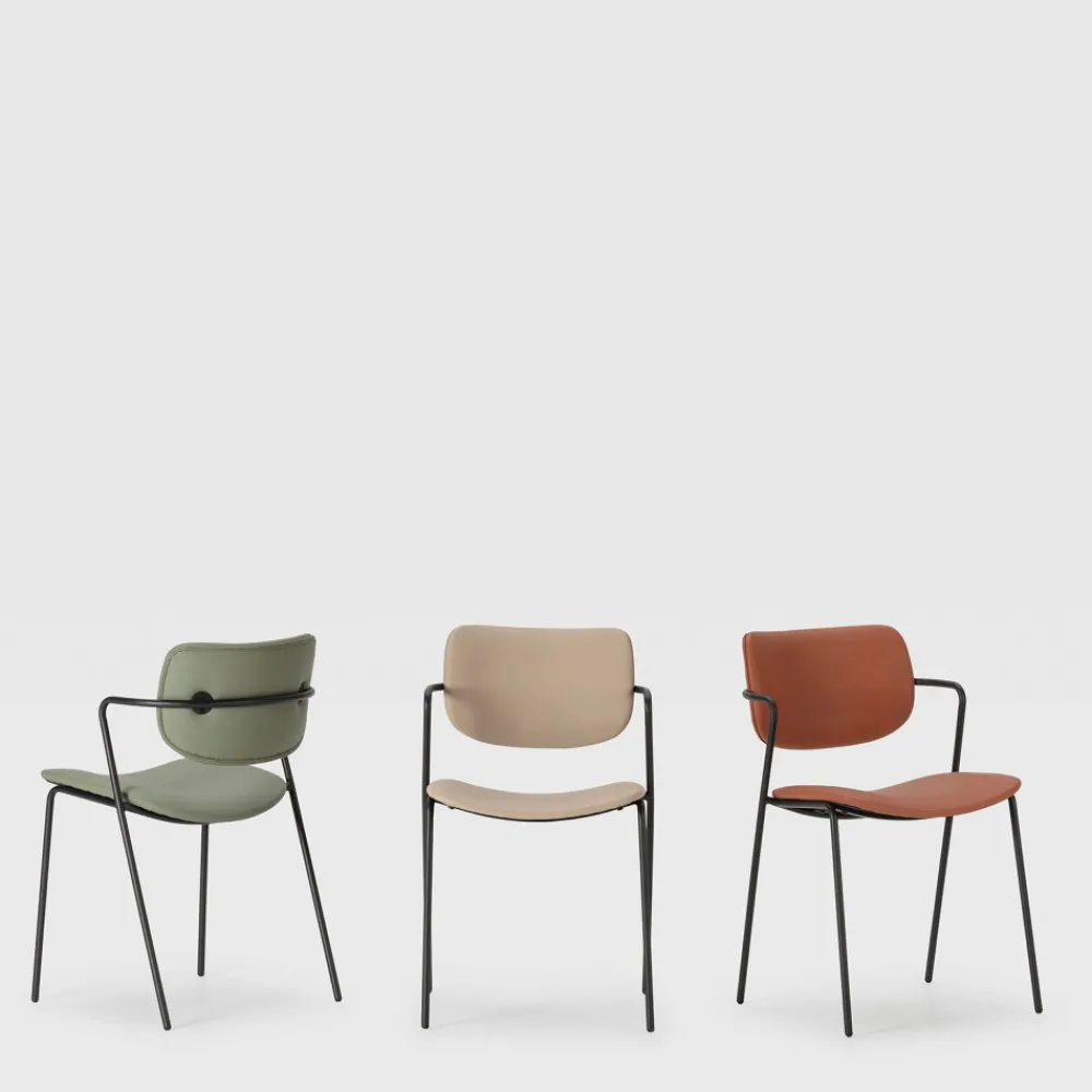No name VELURA Lot de 2 chaises en simili cuir et métal