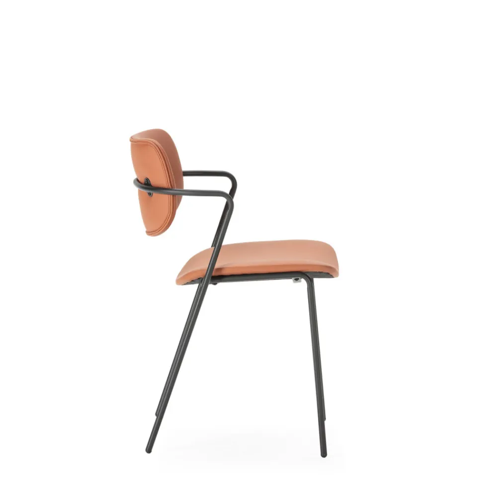 No name VELURA Lot de 2 chaises en simili cuir et métal
