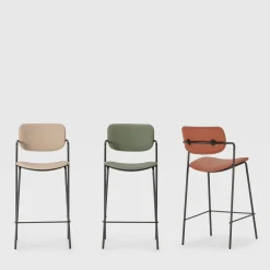 No name VELURA Lot de 2 tabourets de bar en simili cuir et métal H67cm