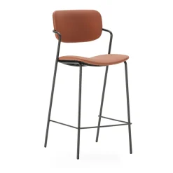 No name VELURA Lot de 2 tabourets de bar en simili cuir et métal H67cm