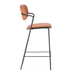 No name VELURA Lot de 2 tabourets de bar en simili cuir et métal H67cm