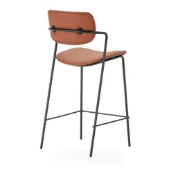 No name VELURA Lot de 2 tabourets de bar en simili cuir et métal H67cm