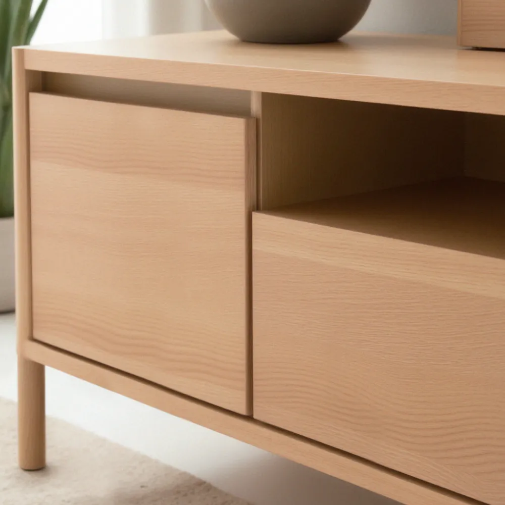 Drawer VERADE Meuble TV 2 portes 1 tiroir en bois L180cm