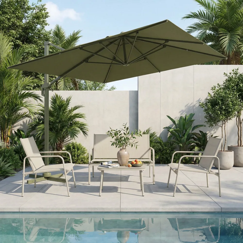 Drawer VEYA Parasol rectangulaire déporté en aluminium 3x4m