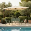 Drawer VEYA Parasol rectangulaire déporté en aluminium et effet bois 3x4m