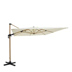 Drawer VEYA Parasol rectangulaire déporté en aluminium et effet bois 3x4m
