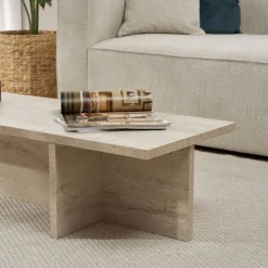 Drawer VIKA Table basse en effet travertin 120x45cm
