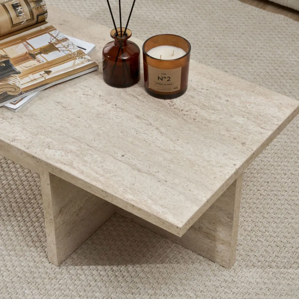 Drawer VIKA Table basse en effet travertin 120x45cm