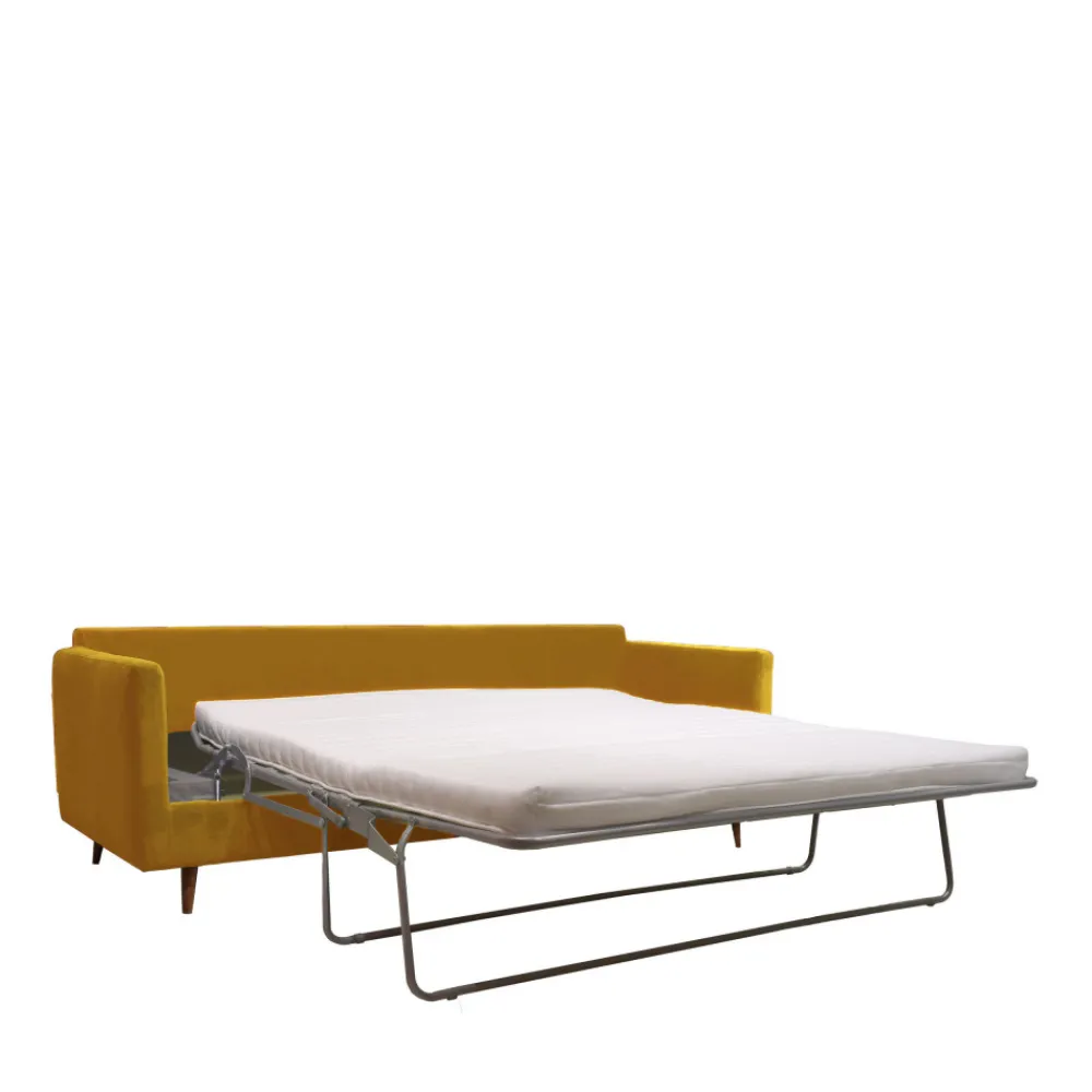 Drawer VILLABON Canapé convertible 4 places en velours pieds bois foncé
