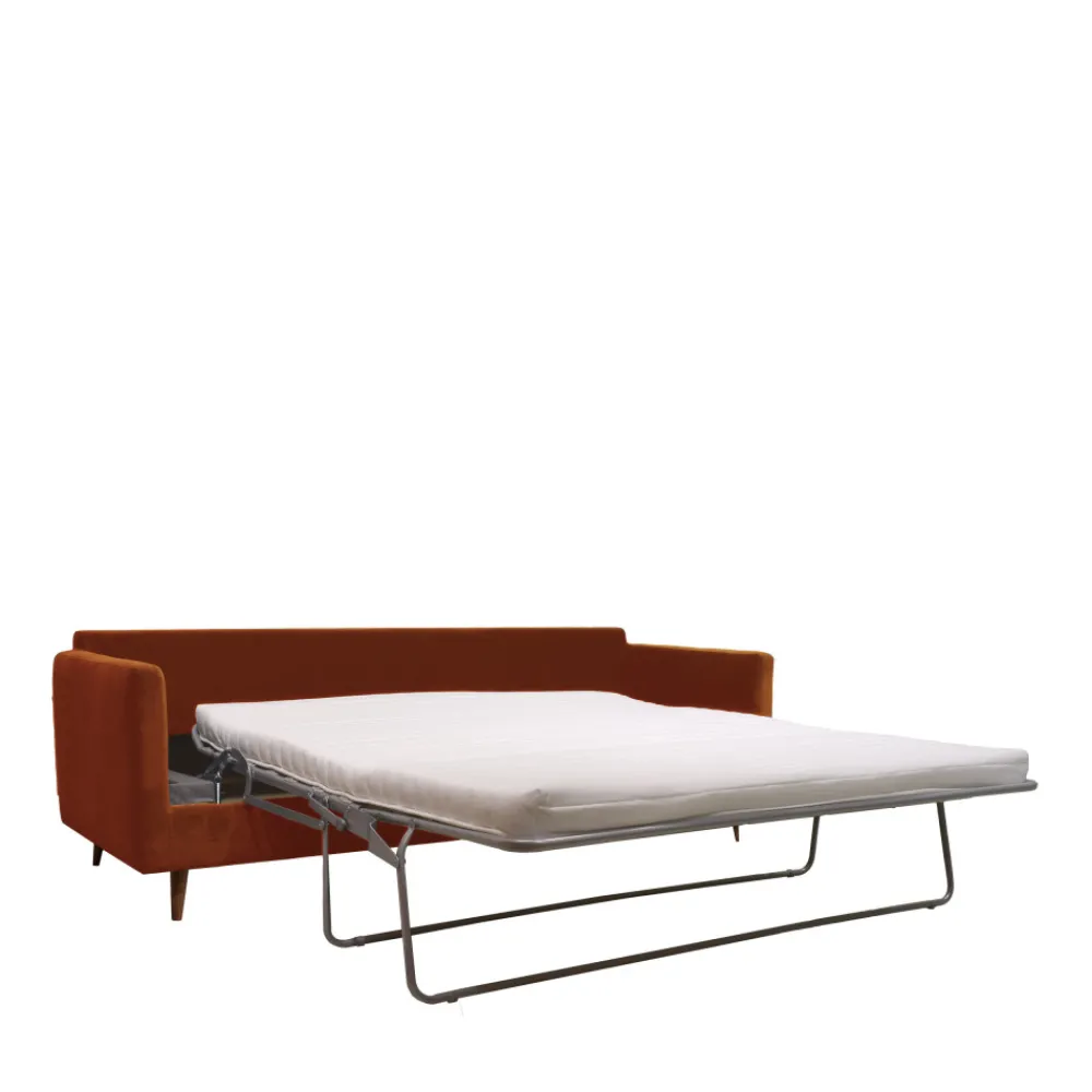 Drawer VILLABON Canapé convertible 4 places en velours pieds bois foncé