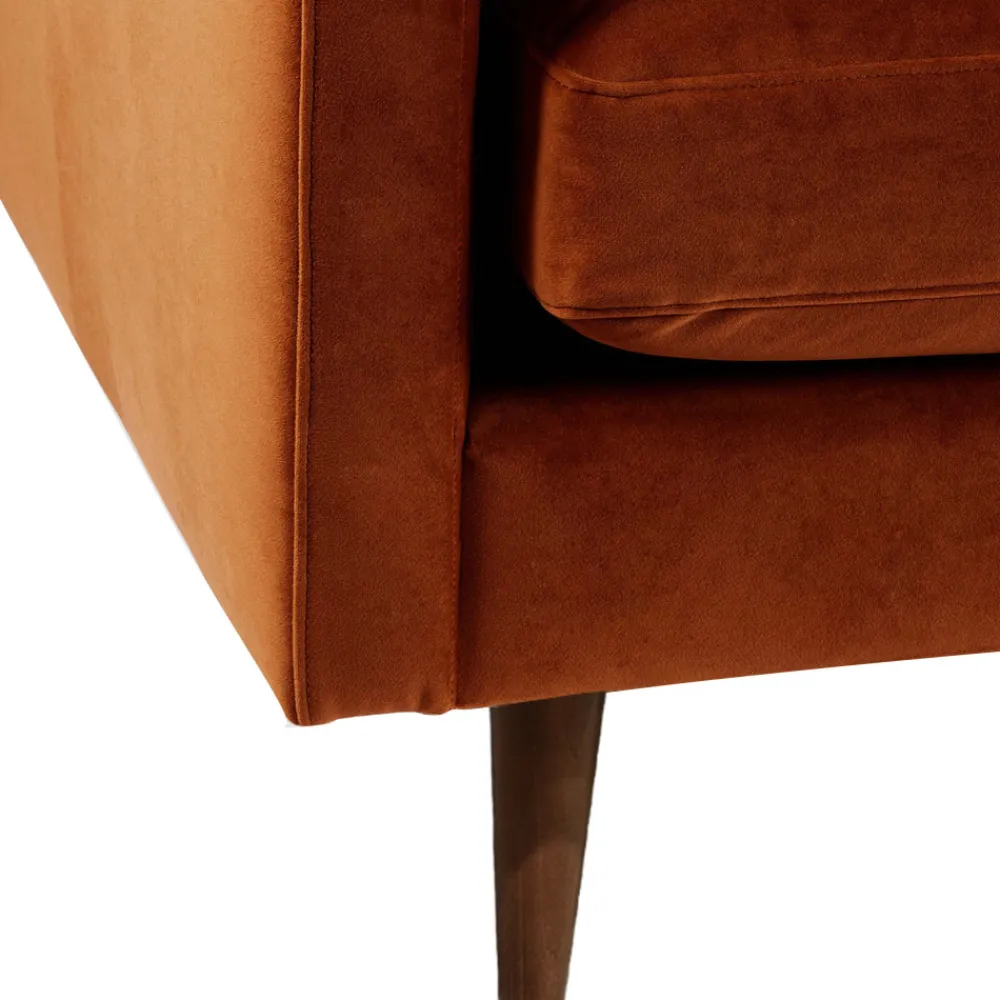 Drawer VILLABON Canapé convertible 4 places en velours pieds bois foncé