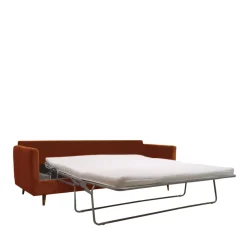 Drawer VILLABON Canapé convertible 3 places en velours pieds bois foncé