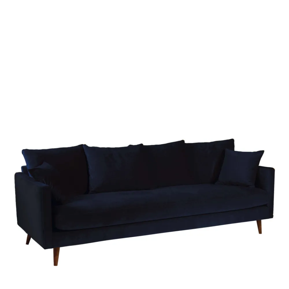 Drawer VILLABON Canapé convertible 3 places en velours pieds bois foncé