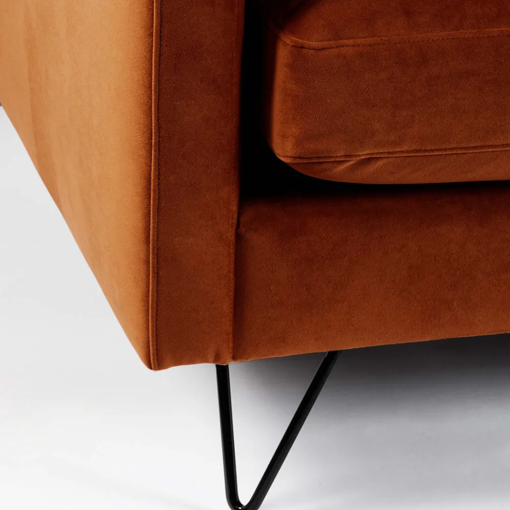 Drawer VILLABON Canapé convertible 4 places en velours pieds épingles noirs