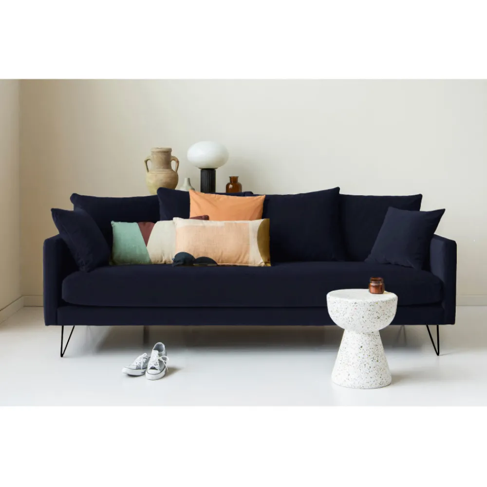 Drawer VILLABON Canapé convertible 4 places en velours pieds épingles noirs