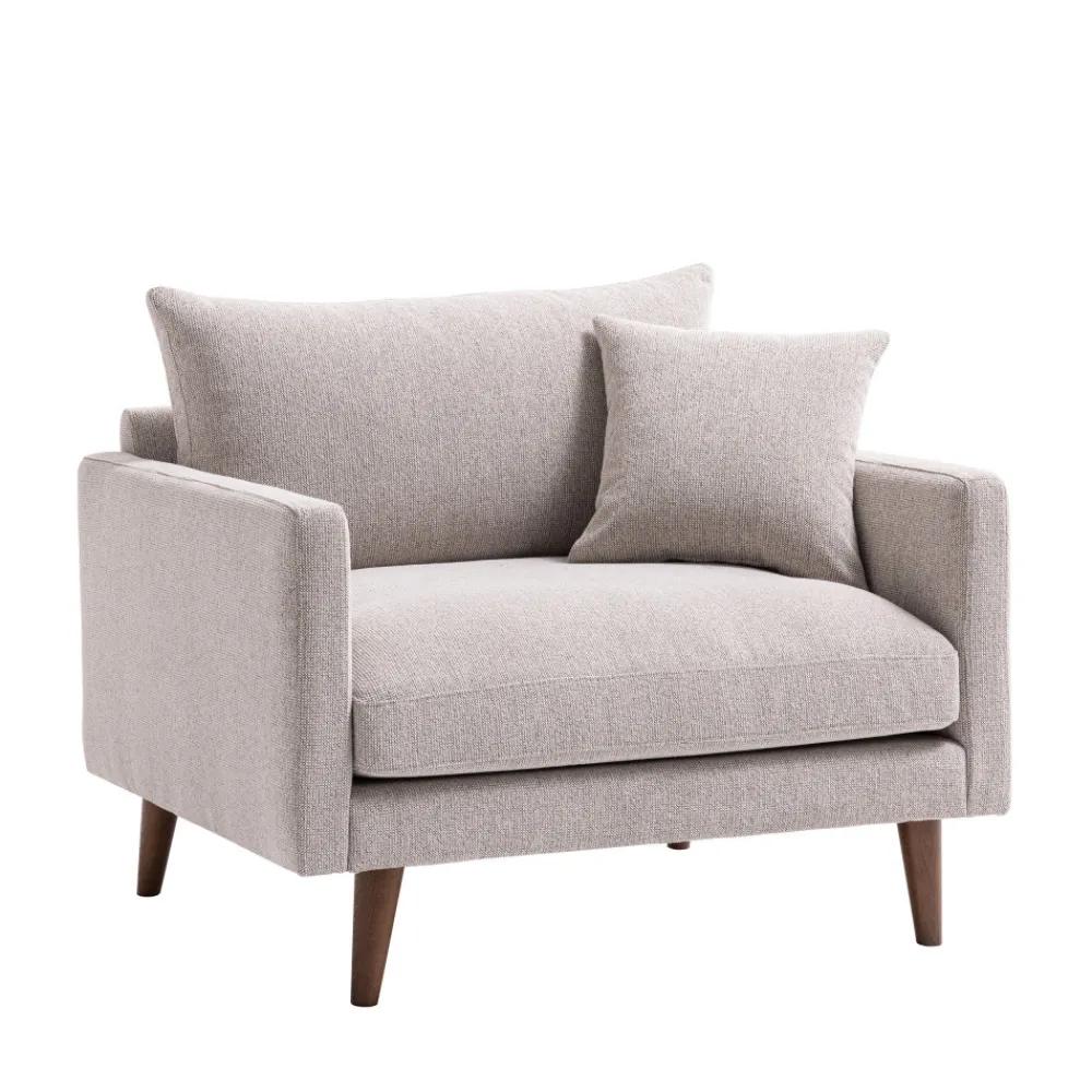 Drawer VILLABON Fauteuil XL en tissu pieds bois foncé