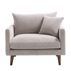 Drawer VILLABON Fauteuil XL en tissu pieds bois foncé