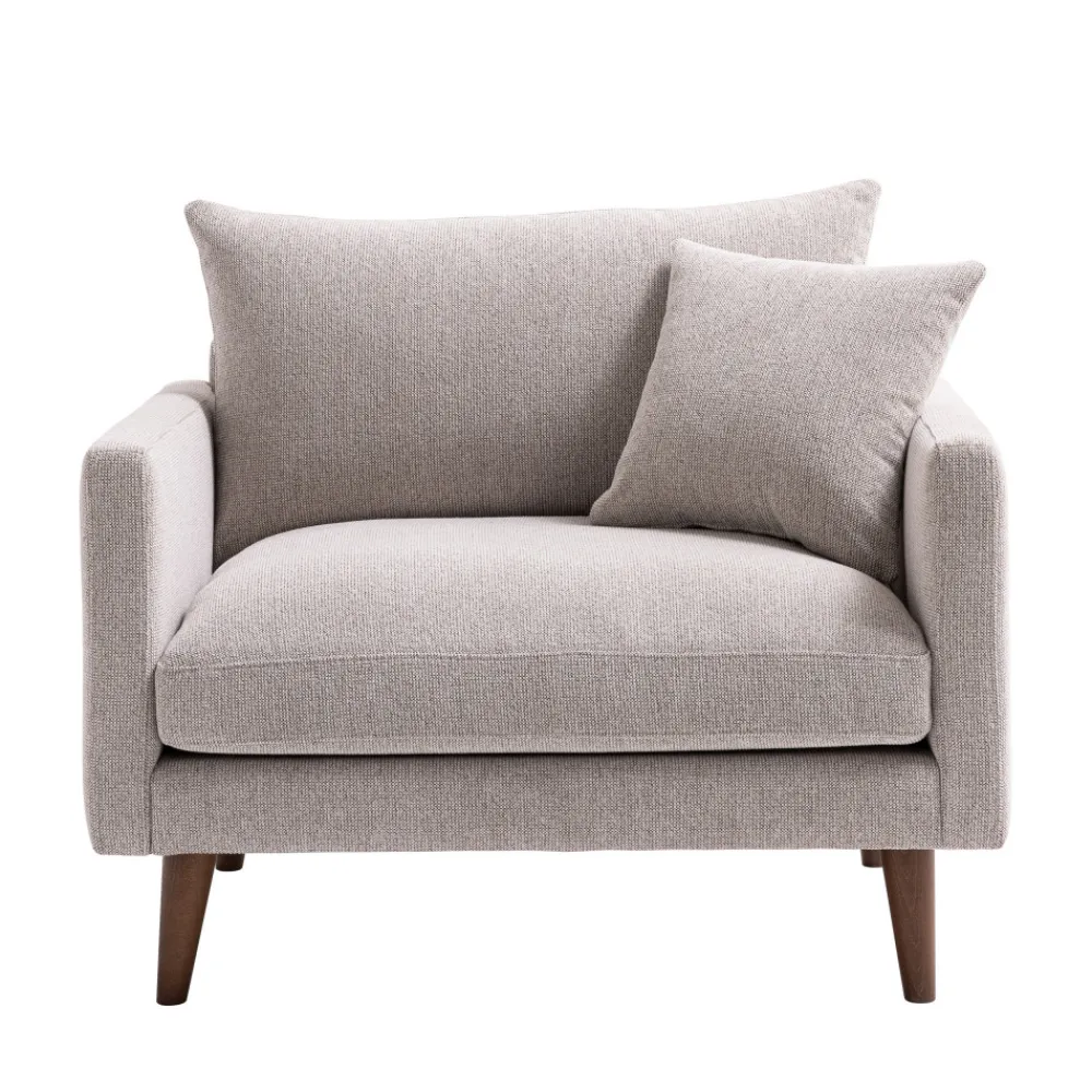 Drawer VILLABON Fauteuil XL en tissu pieds bois foncé