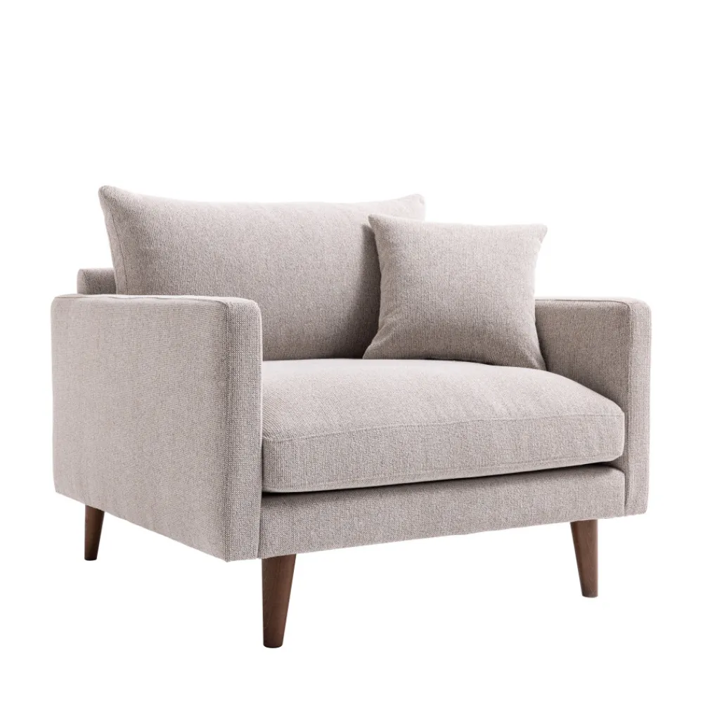 Drawer VILLABON Fauteuil XL en tissu pieds bois foncé